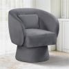 360° Swivel Barrel Chair - Plush Upholstery+Lumbar Pillow, 400lbs Capacity, Gray